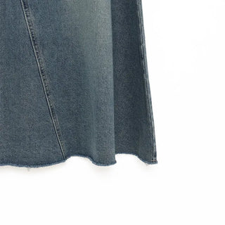 Flared long denim skirt