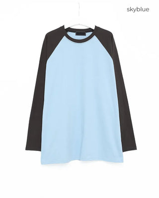 Color Block Raglan Long T-Shirt