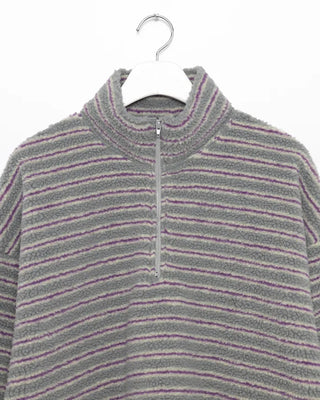Double Border Half-Zip Boa Pullover