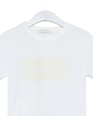Flower print lettering short-sleeve T-shirt