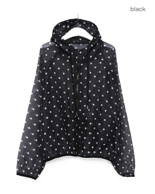 Loose-fit polka dot hooded zip-up