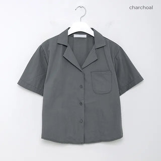 Cropped pocket short-sleeved T-shirt