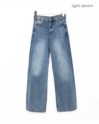 Washed denim pants