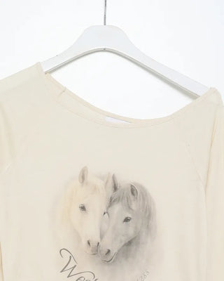 Double Horse Raglan Shoulder Long T-Shirt