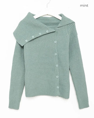 Big collar ribbed knit