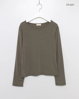 Brushed Cotton Loose Long-Sleeve T-Shirt