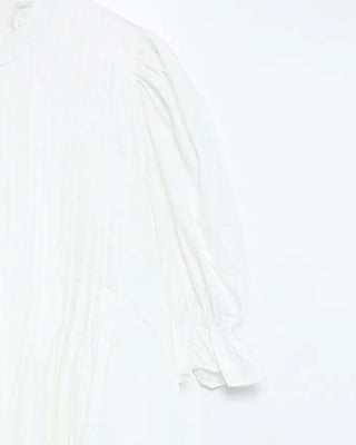 Frilled pintuck puff blouse mini dress