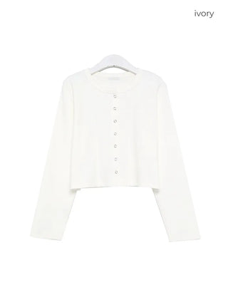 Ribbed snap-button cardigan
