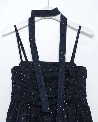 Polka Dot Volume Camisole & Tie Blouse Set