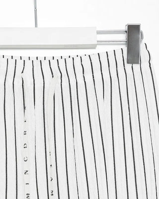 Striped string point wide-leg pants with elastic waistband