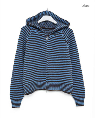 Oversized striped hooded zip-up
