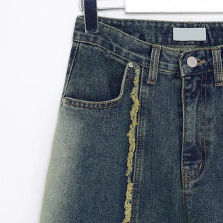 Fringe detail denim pants