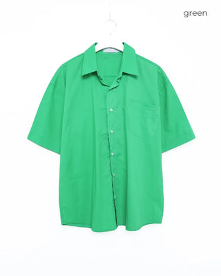 (Unisex) Oversized One-Pocket Collar Half Shirt