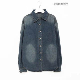 Loose denim shirt and shorts set