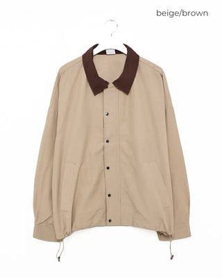 (Unisex) Drawstring Hem Bicolor Blouson