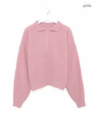 Loose-fit half-zip knit