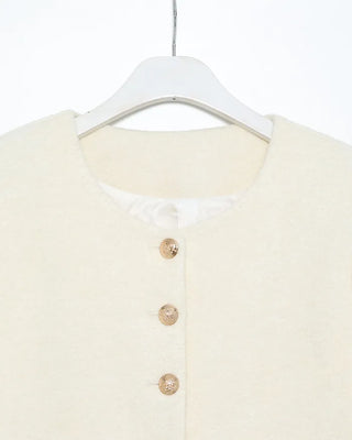 Gold Button Round Neck Jacket