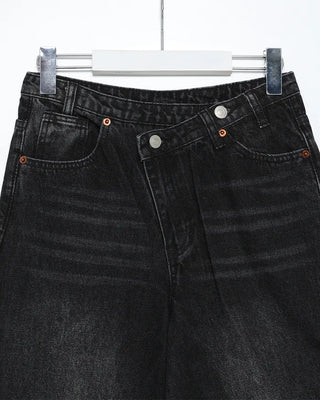 Wrap Point Wash Wide Denim Pants