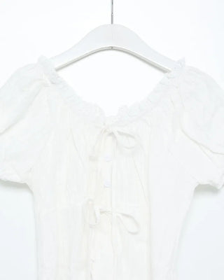 Lace Ribbon Half Blouse