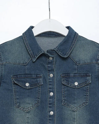 Slim-fit cropped denim shirt