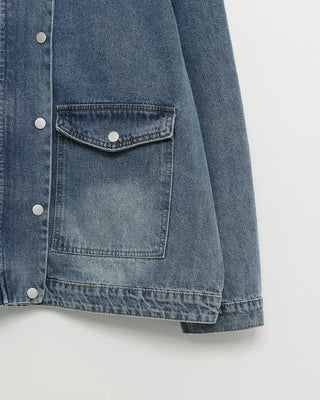Denim midi zip-up jacket