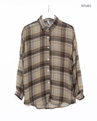 Madras check sheer shirt