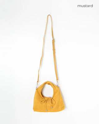 Ribbon String Point Suede Mini Bag
