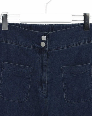 Pocket Two-Button Wide Denim Pants