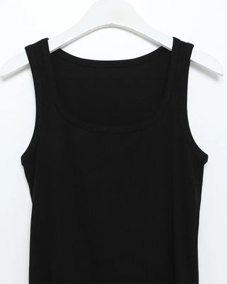 Square neck ribbed sleeveless top