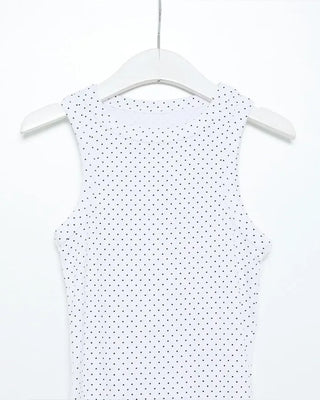 Round neck polka dot sleeveless top