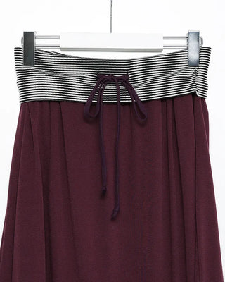 Bordered waist string midi skirt