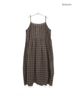 Checked long camisole dress