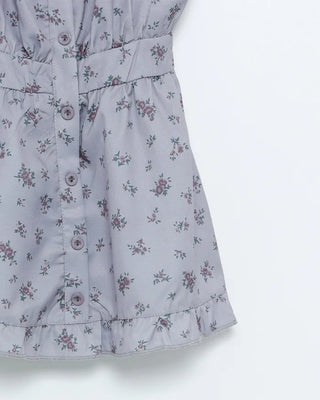 Flower Button Back Banding Sleeveless Blouse