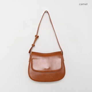 Round flap shoulder bag
