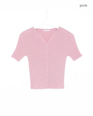 Ribbed Half-Sleeve Cardigan
