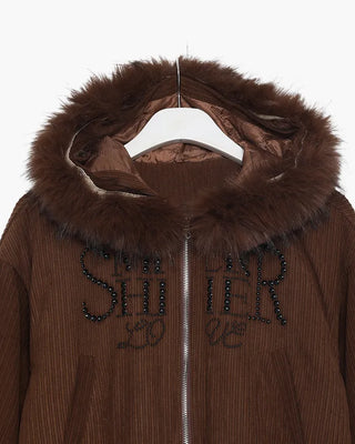 Corduroy Fur Hooded Zip