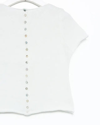Shell button short-sleeved cardigan