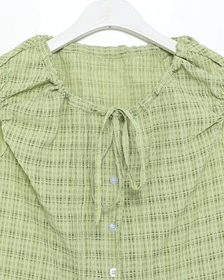 Checked ribbon blouse