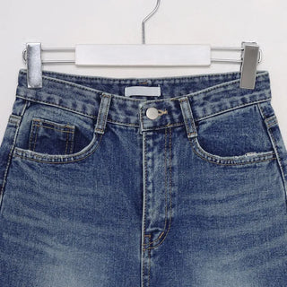 Flared slit denim pants