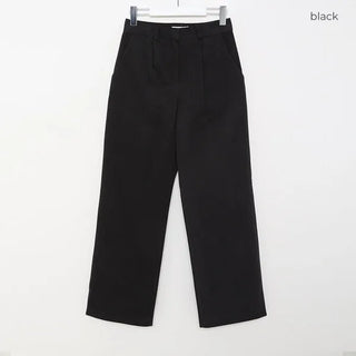 Brushed-back cotton pleated pants