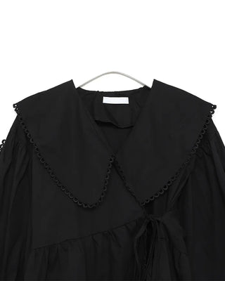 Punching Lace Wrap Peplum Blouse