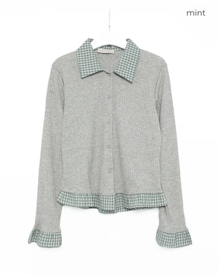 Checked knit cardigan