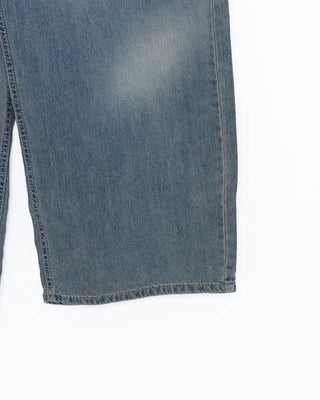 Strap Belt Washed Wide Denim Pants