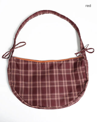 Checked Ribbon Shoulder Bag