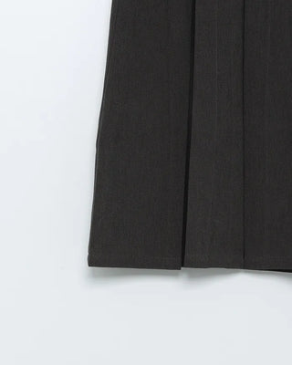 Belted pleated midi skirt