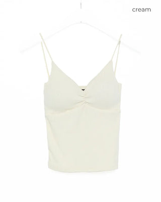 Shirred strap bra top