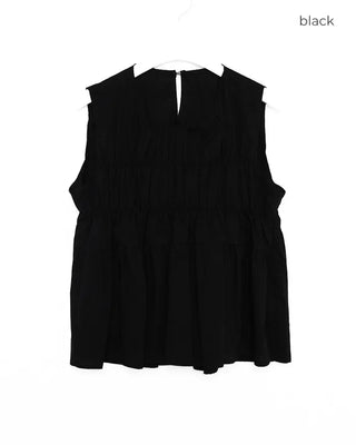 Shirred sleeveless blouse