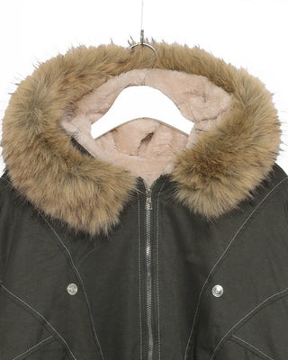 (Unisex) Hooded Fur Down Jacket