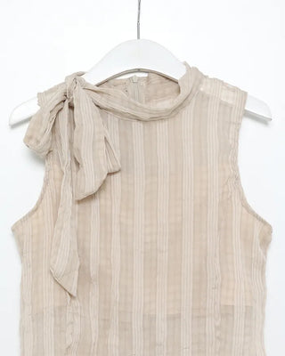Mock neck ribbon string sleeveless