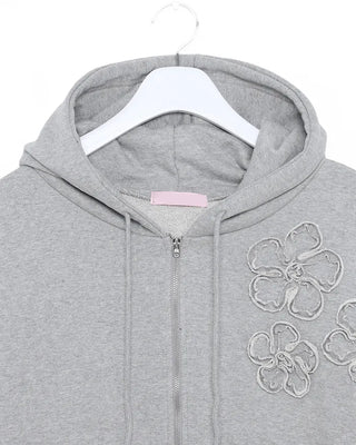 Flower Patch Hooded Zip-Up Hoodie